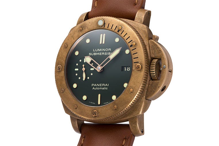 At 47mm, this bronze Panerai Submersible is an eye-catching piece